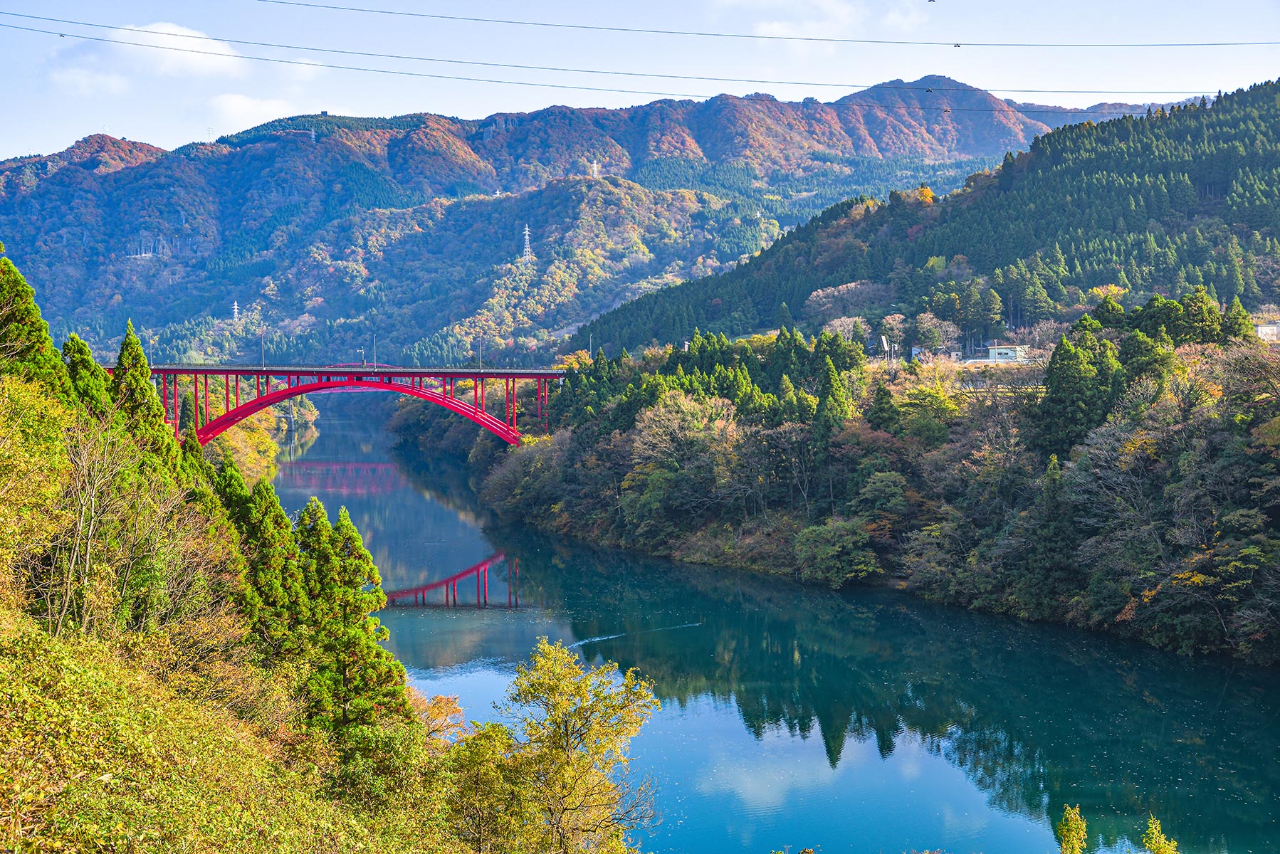 神通峡　旧41号から赤い橋方向